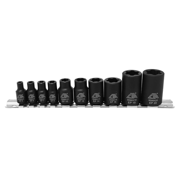 9598 - 10 Pc. Flat-Cut EP-"Star Plus" Socket Set