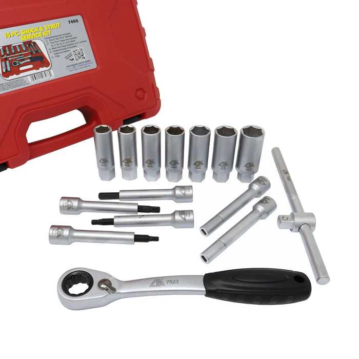 Juego De Herramientas Para Amortiguadores (18 Piezas) - Llaves De Tubo, Carraca 1/2", Para Suspensión De Coches
